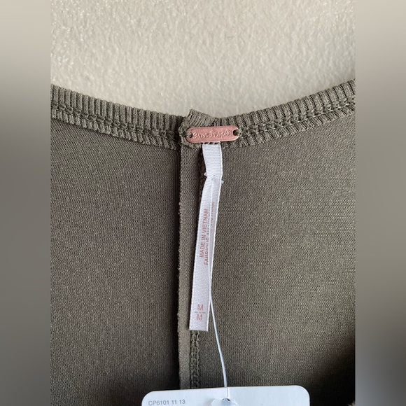 New Free People Women Army Green Shirt Size Medium Long Sleeve - Picture 7 of 9